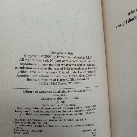 Dangerous Girls by: R.L. Stine 2003 Paperback - Picture 4 of 7